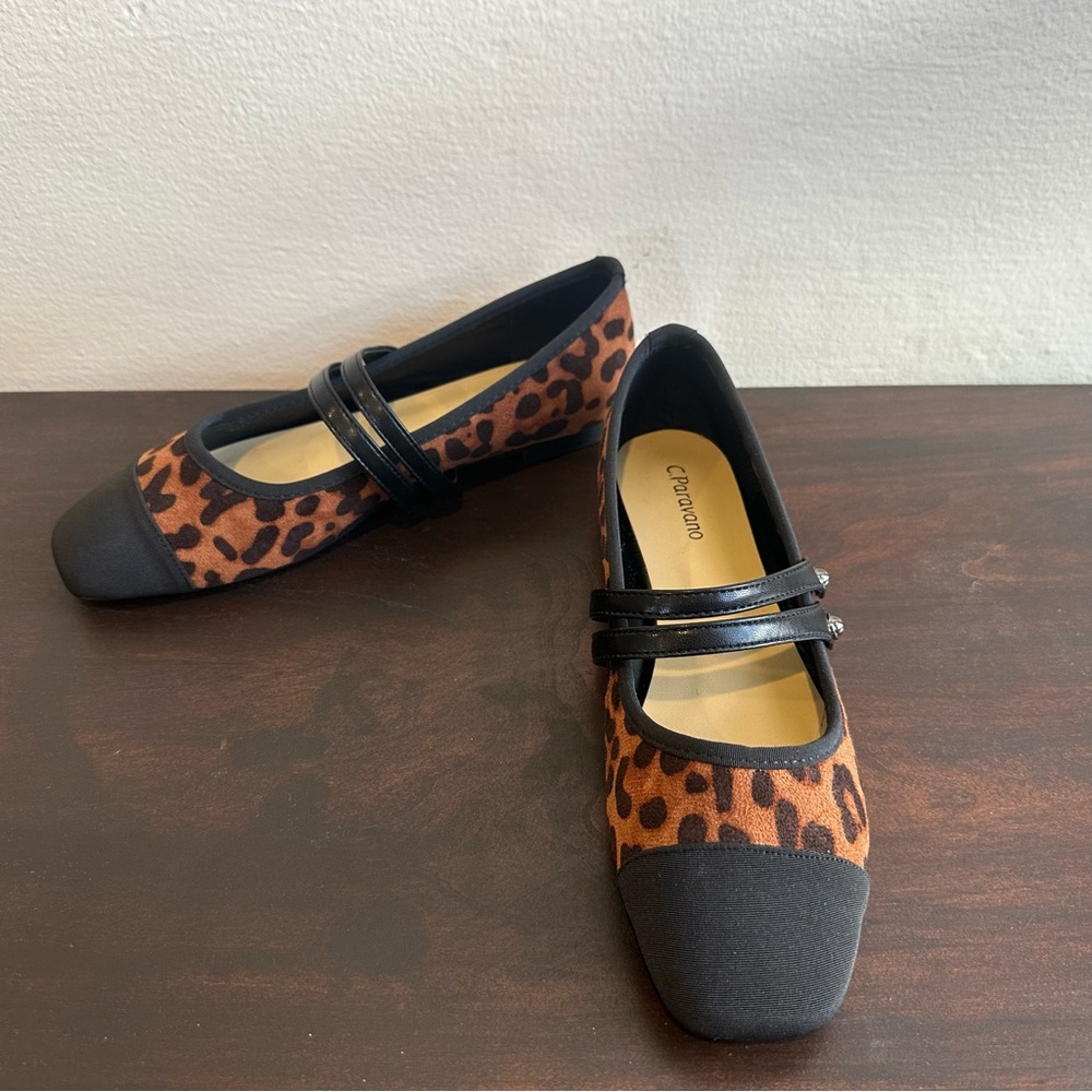 Mary Jane Ballet Flat Size 6.5 Square Toe Leopard Print Mob Wife Preppy Grunge